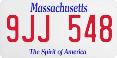 MA license plate 9JJ548