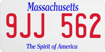 MA license plate 9JJ562