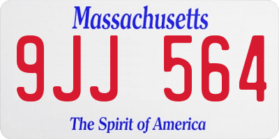MA license plate 9JJ564
