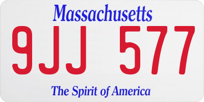 MA license plate 9JJ577