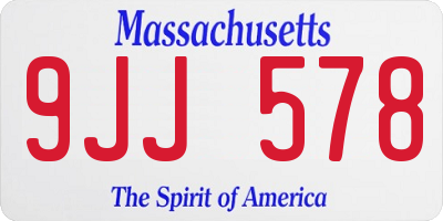 MA license plate 9JJ578