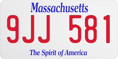 MA license plate 9JJ581
