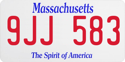 MA license plate 9JJ583