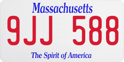 MA license plate 9JJ588