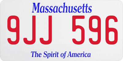 MA license plate 9JJ596
