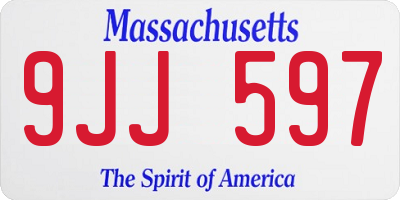 MA license plate 9JJ597