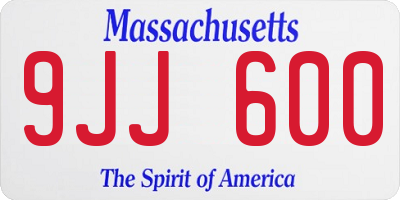 MA license plate 9JJ600