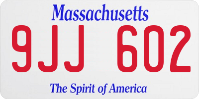 MA license plate 9JJ602