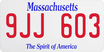 MA license plate 9JJ603