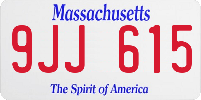 MA license plate 9JJ615
