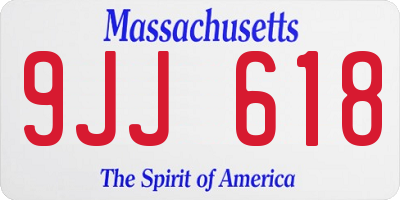 MA license plate 9JJ618
