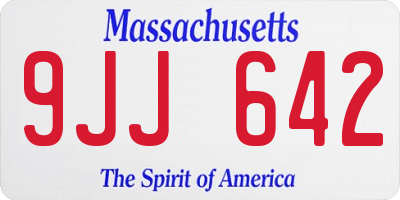 MA license plate 9JJ642