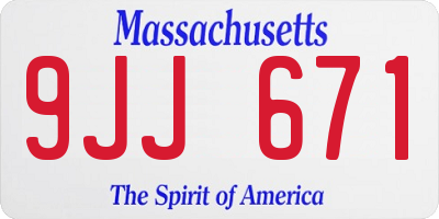 MA license plate 9JJ671