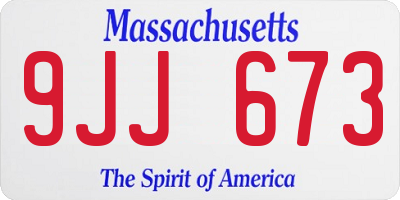 MA license plate 9JJ673