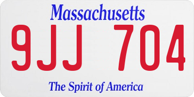 MA license plate 9JJ704