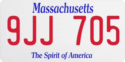 MA license plate 9JJ705