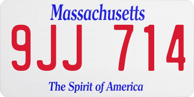 MA license plate 9JJ714