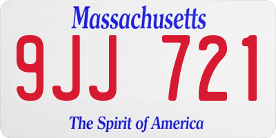 MA license plate 9JJ721