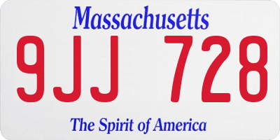 MA license plate 9JJ728