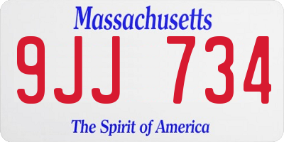 MA license plate 9JJ734
