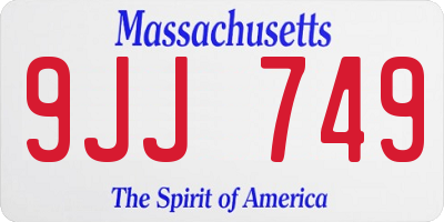 MA license plate 9JJ749