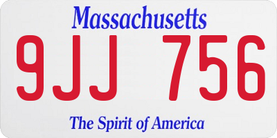 MA license plate 9JJ756