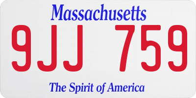 MA license plate 9JJ759