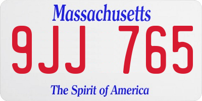 MA license plate 9JJ765