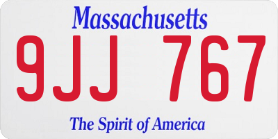 MA license plate 9JJ767