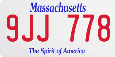 MA license plate 9JJ778