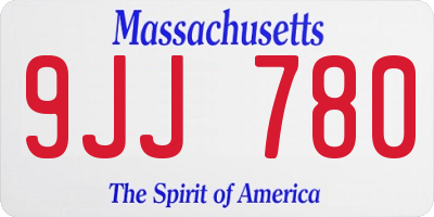 MA license plate 9JJ780