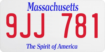 MA license plate 9JJ781
