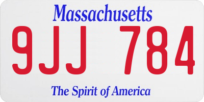 MA license plate 9JJ784