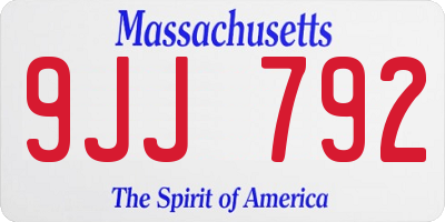 MA license plate 9JJ792