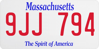 MA license plate 9JJ794