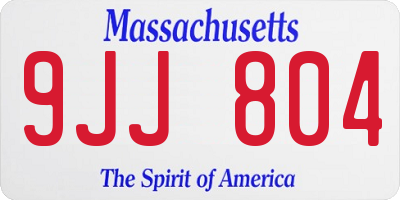 MA license plate 9JJ804