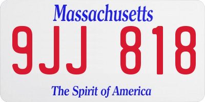 MA license plate 9JJ818