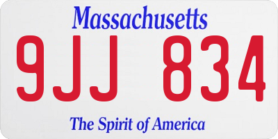MA license plate 9JJ834
