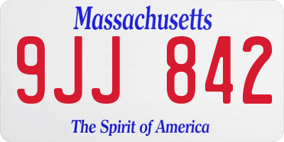MA license plate 9JJ842