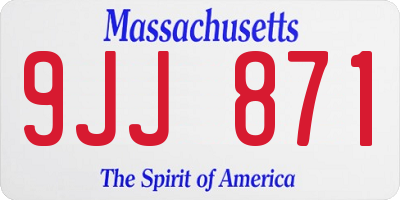 MA license plate 9JJ871