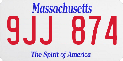 MA license plate 9JJ874