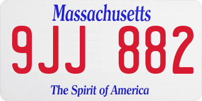 MA license plate 9JJ882