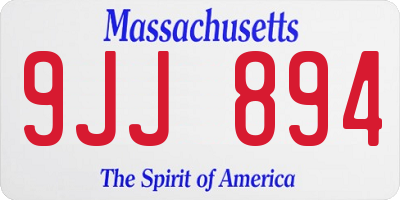 MA license plate 9JJ894