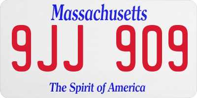 MA license plate 9JJ909