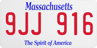 MA license plate 9JJ916