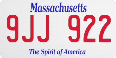 MA license plate 9JJ922