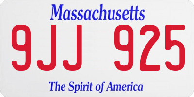 MA license plate 9JJ925