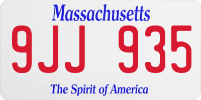 MA license plate 9JJ935