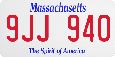 MA license plate 9JJ940