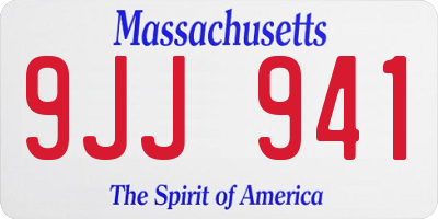 MA license plate 9JJ941